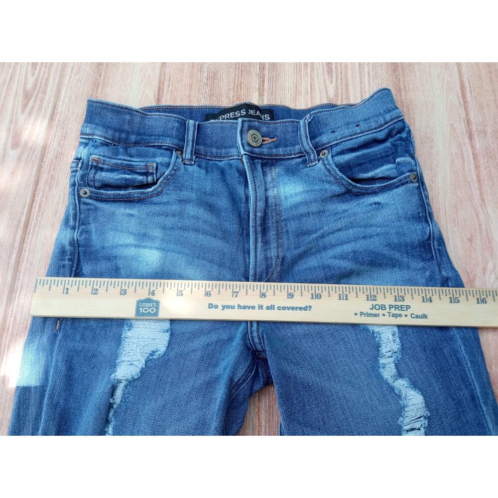 Express Jeans Women's High Rise Legging Distressed Stretch Blue Size 4 R - Picture 3 of 8